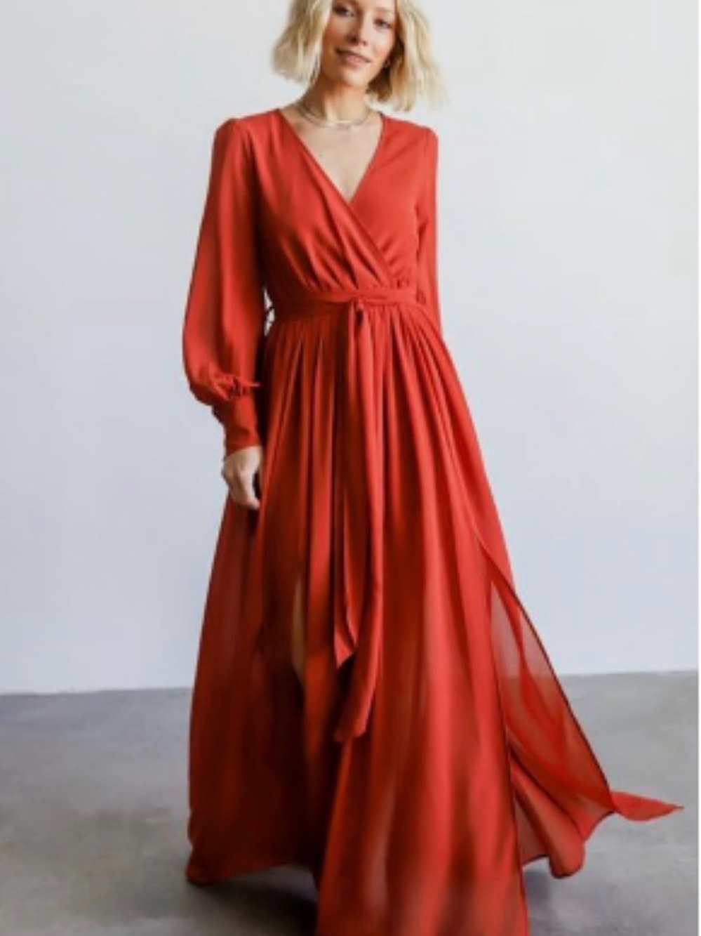 Baltic Born Celine Rust Red Wrap Maxi Dress Size Large BNWT